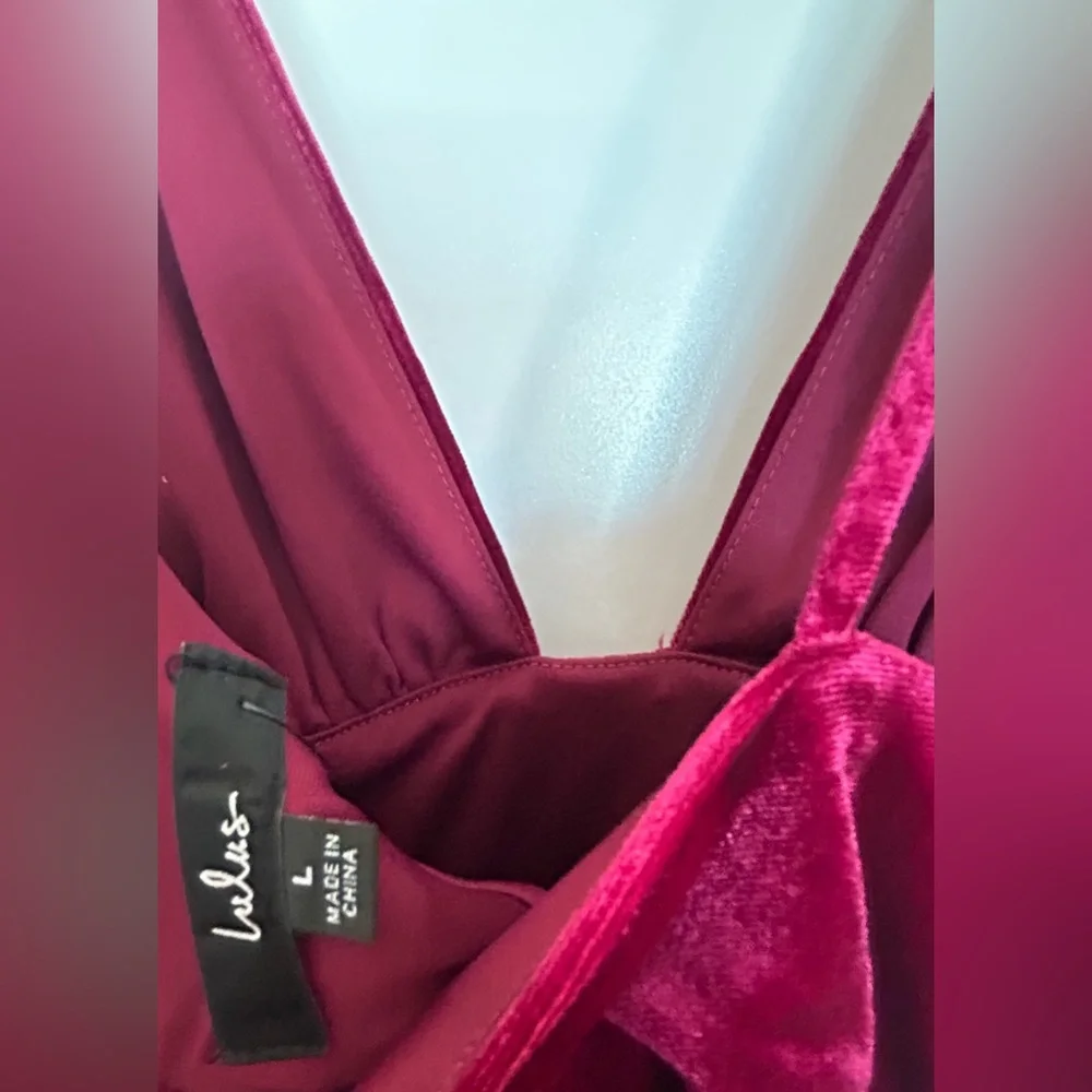 🆕 Lulu's Berry PinkVelvet Dress - Picture 9 of 13
